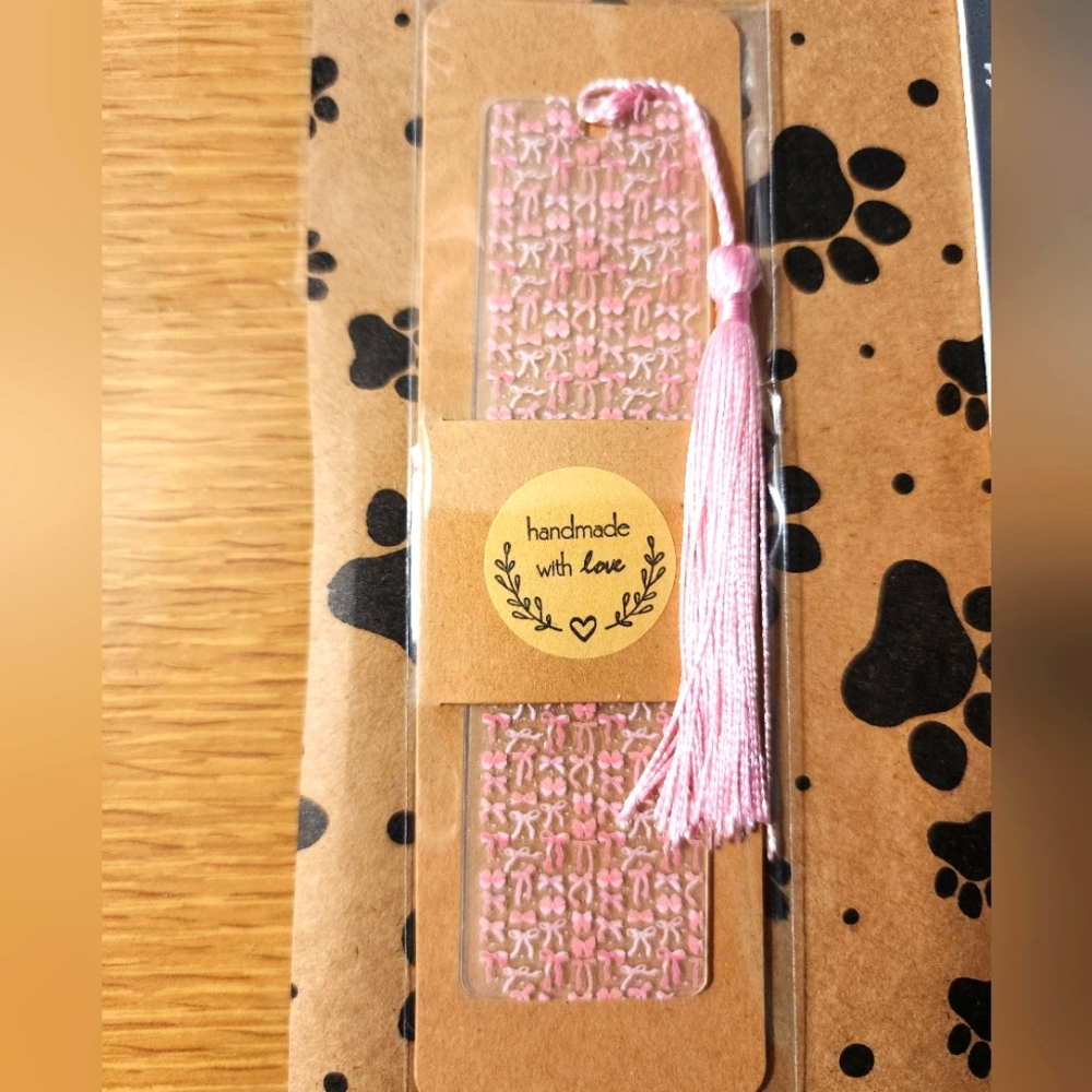 Handmade Pink Bow Bookmark with Tassel